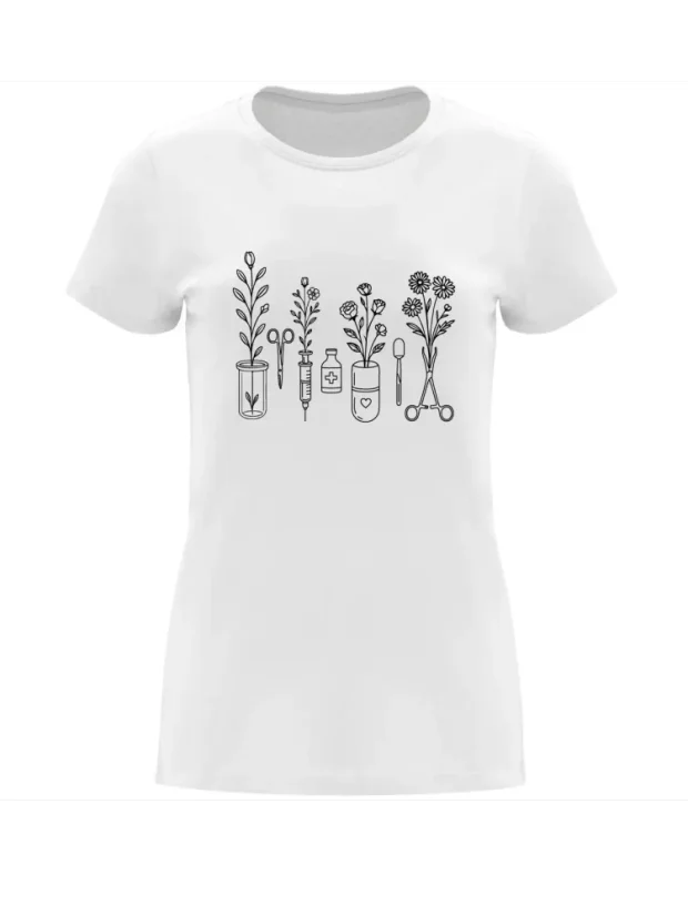 Dámské tričko - Květiny medicíny - Velikost: S, Barva: Bílá (01)