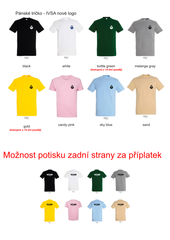 Pánské tričko - IVSA nové logo - Velikost: S, Barva: Black