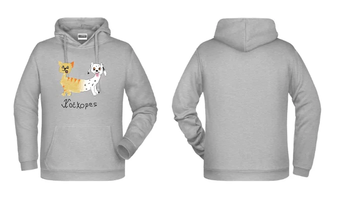 Pánská mikina IVSA Brno - Kočkopes - Velikost: 3XL, Umístění: Zadní strana, Barva: Grey heather