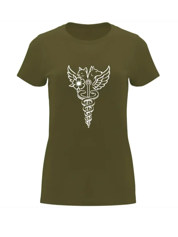 Dámské tričko - Veterinární symbol harmonie - Velikost: 3XL, Barva: Vojenská zeleň (15)