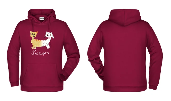 Pánská mikina IVSA Brno - Kočkopes - Velikost: M, Umístění: Přední strana, Barva: Wine