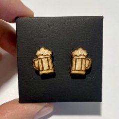 Dřevěné náušnice - pivo