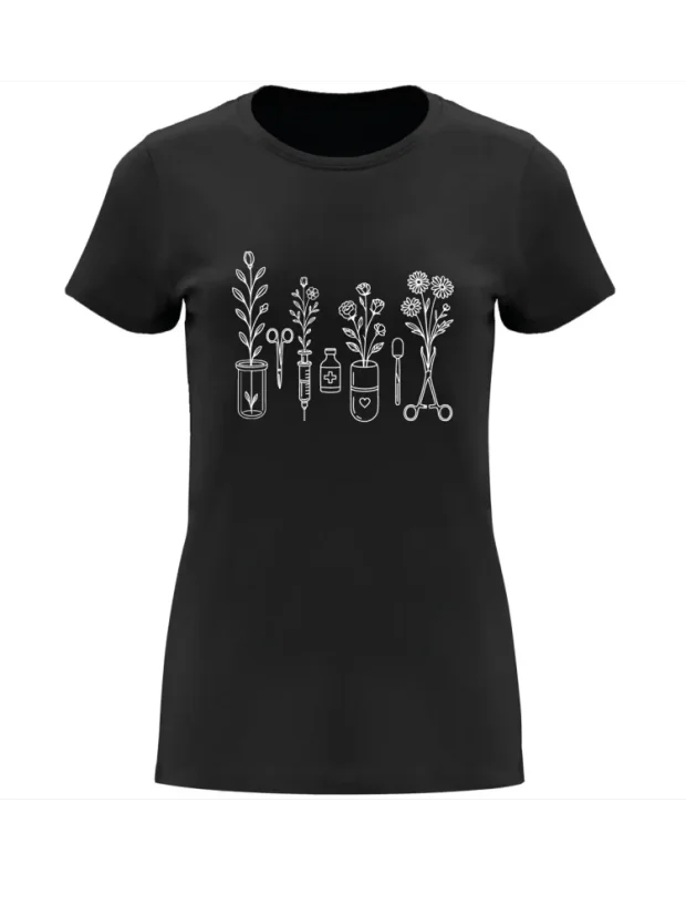 Dámské tričko - Květiny medicíny - Velikost: S, Barva: Granátová (57)