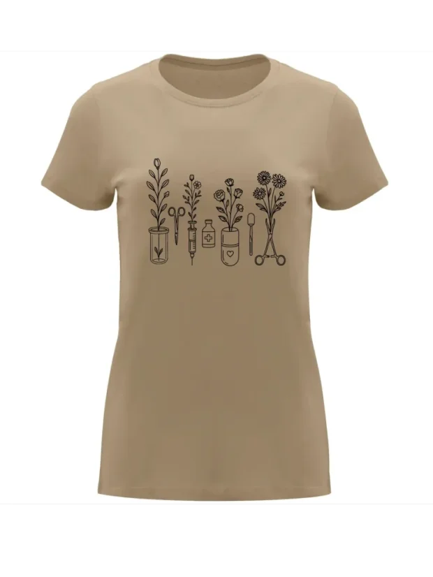 Dámské tričko - Květiny medicíny - Velikost: S, Barva: Granátová (57)